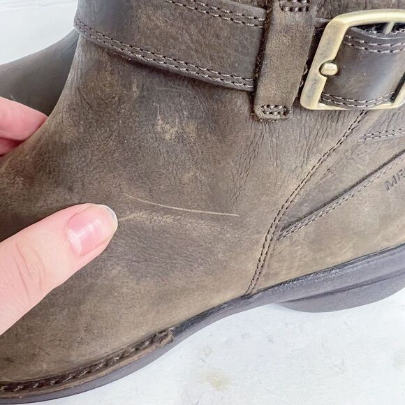 Merrell Andover Bluffs Waterproof Brown Leather Booties Ankle Boots Size 9 - Picture 11 of 11